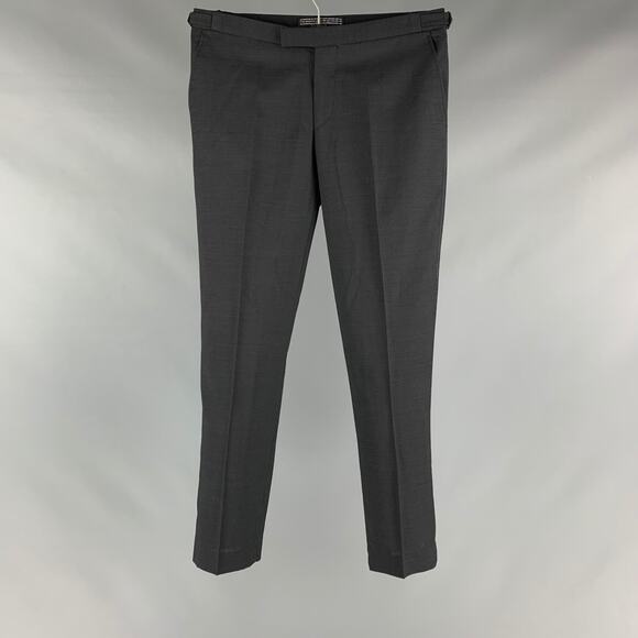 THE KOOPLES Size 30 Black Solid Wool Tuxedo Dress Pants - Picture 1 of 4